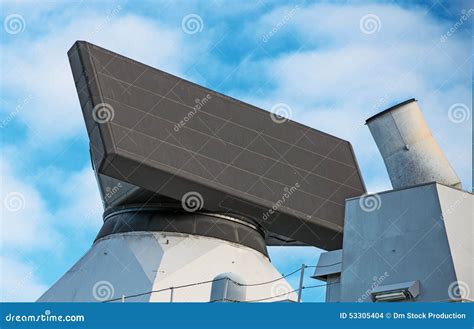 Radar on naval ship. stock photo. Image of electronic - 53305404