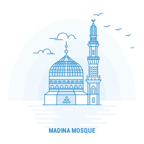 Premium Vector | Madina mosque blue landmark