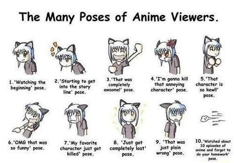 The Many Poses of Anime Viewers. the begiming' pose, funny' pose. pose ...