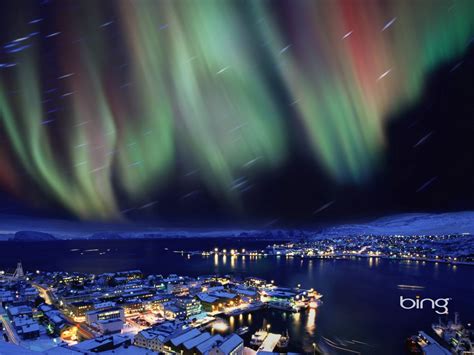 Hammerfest Norway Northern Lights over-Bing Wallpaper Preview | 10wallpaper.com