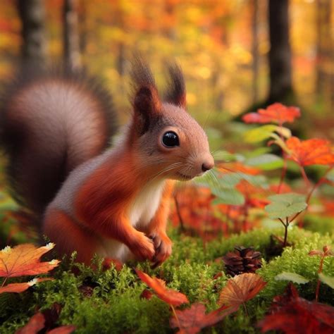 Premium AI Image | Squirrel exploring forest for nuts beautiful squirrel background images cute ...