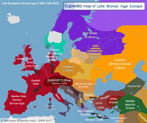 Map of late Bronze Age cultures in Europe between 1200 and 1000 BCE ...