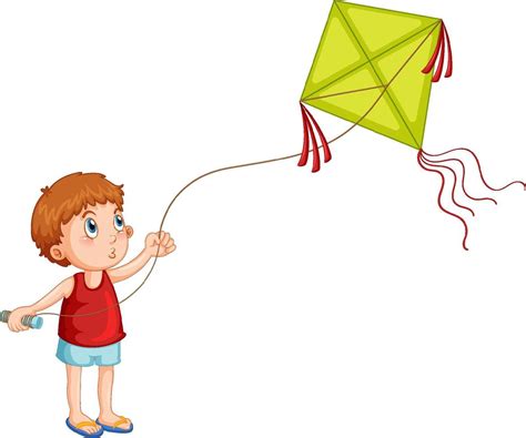 Cartoon boy playing kite 7637533 Vector Art at Vecteezy