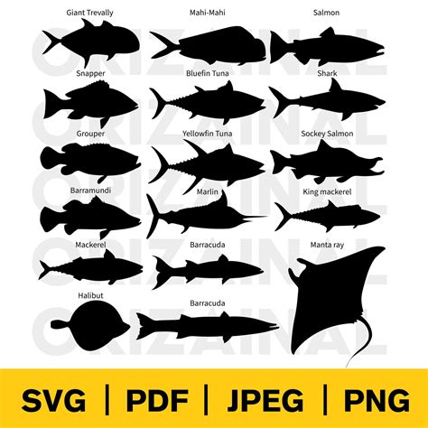 Fish Silhouette Svg Sea Fish Silhouette Ocean Fish - Etsy