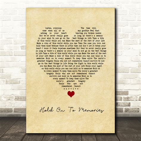 Disturbed Hold On To Memories Script Heart Song Lyric Print - SongLyricPrints.co.uk