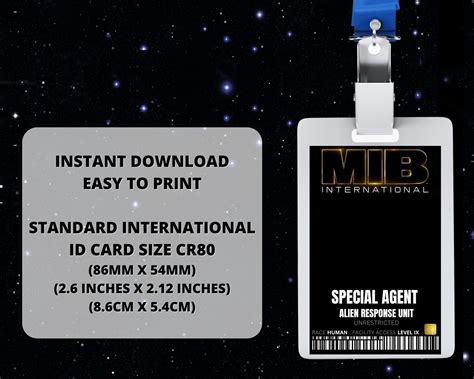 PRINTABLE Man in Black International ID Card Badge Special - Etsy