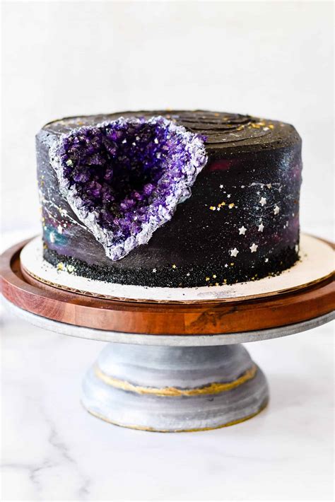 Black Frosting Recipe + Galaxy Geode Birthday Cake - Something Swanky