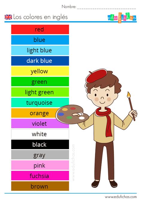 Los colores en inglés para que aprendan los niños. English colors