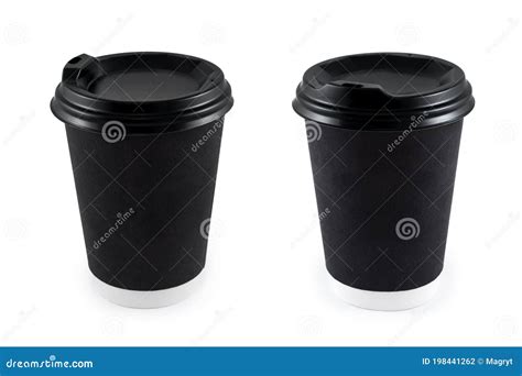 Black Takeaway Paper Coffee Cups on White Background. Blank Paper Cup of Coffee Disposable for ...