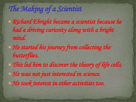 Making of a scientist