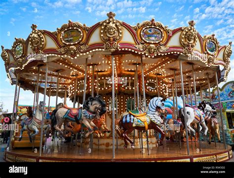 carousel details in amusement park Stock Photo - Alamy