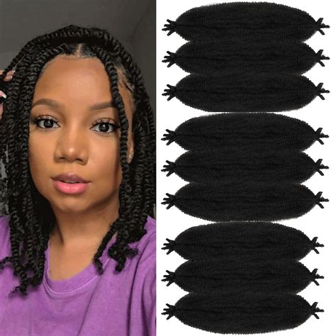LingGuan Springy Afro Twist Hair 16 Inch 9 Packs Kinky Twist Braiding Hair Extensions Synthetic ...
