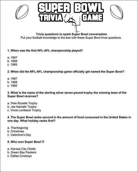 Super Bowl trivia game