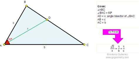 Online Geometry Tutoring Problem 302: Triangle, Angle bisector, 60 ...