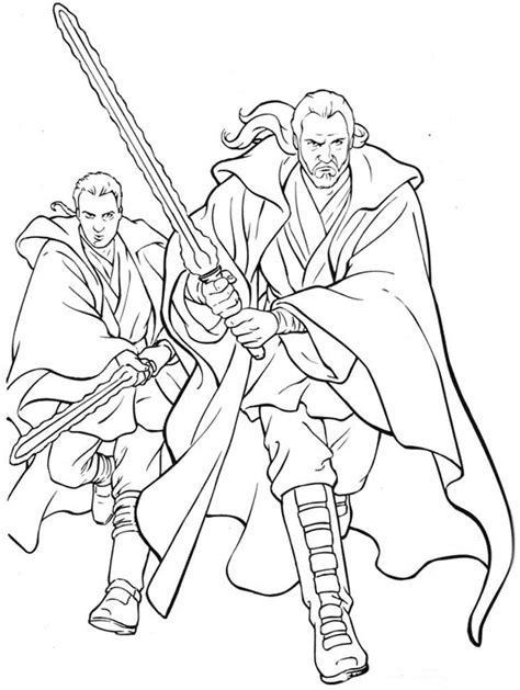 Qui Gon Jinn and Obi Wan Kenobi Coloring Page - Free Printable Coloring Pages