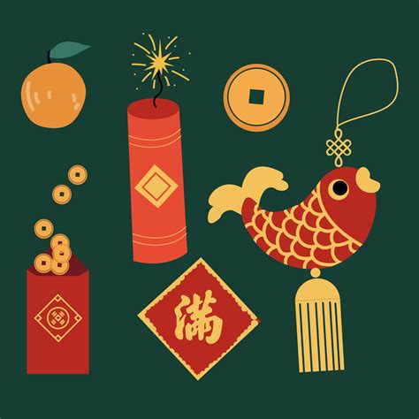 Flat chinese new year ornaments collection 15321835 Vector Art at Vecteezy