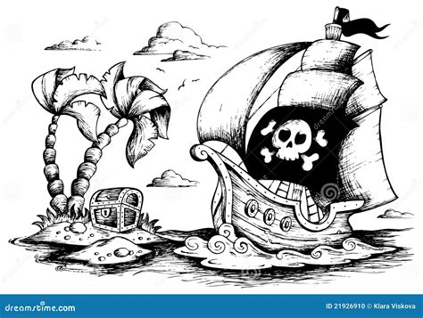 Drawing Of Pirate Ship 1 Stock Photo - Image: 21926910