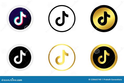 Collection of Coloured and Gold Tiktok Icon Vector Isolated on White Background Editorial Stock ...