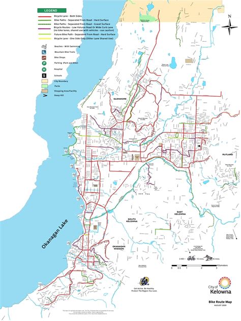 City of Kelowna #Kelowna Bicycle Route Map | Canada