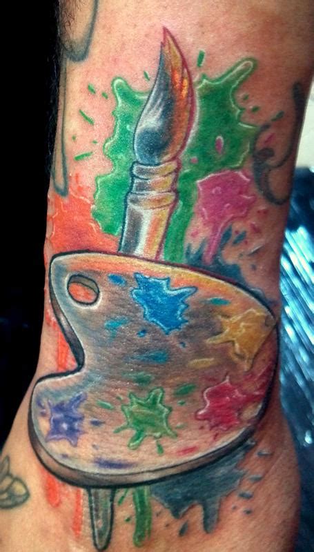 Smurf's new tattoo. artist palette and paint brush by Haley Adams : Tattoos