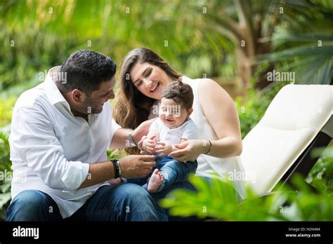 Happy family outdoors Stock Photo - Alamy