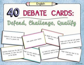 40 English Debate Cards: Defend, Challenge, Qualify | Essay prompts ...