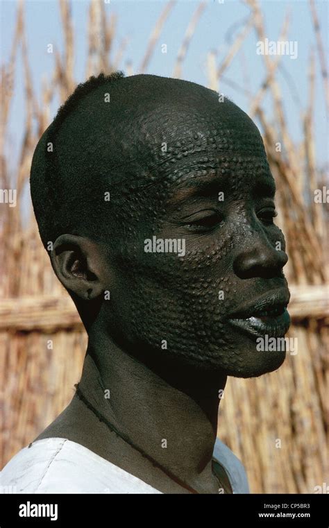 Sudan - Men ethnic Nuer with ornamental scarification on his face Stock ...