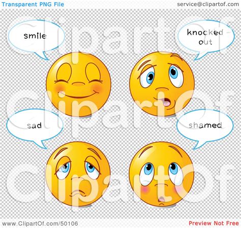 Royalty-Free (RF) Clipart Illustration of a Digital Collage Of Four Happy And Sad Emoticon Faces ...