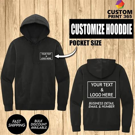 Business Logo Custom Men's Hoodie, Design Your Hoodie Words on Back, Custom Hoodies With Logo ...