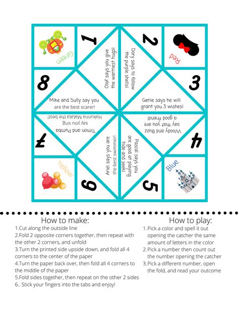 Printable Cootie Catcher Template