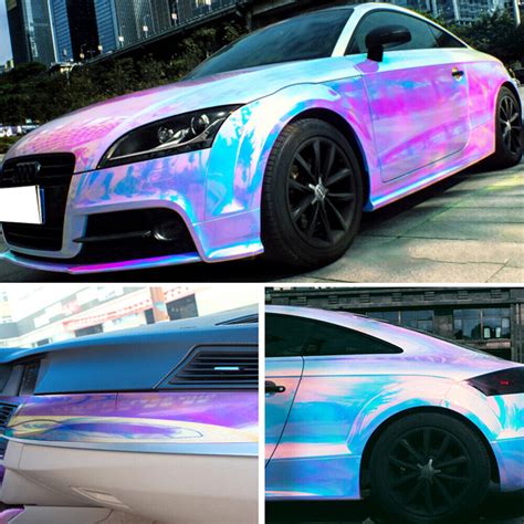 Mult-Size Holographic Rainbow Neo Chrome Car Vinyl Wrap Bubble Free ...