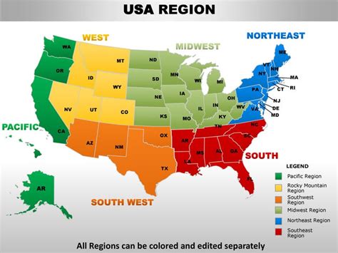 Usa south west region country editable powerpoint maps with states an…