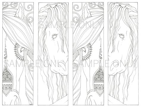 Horses Coloring Bookmarks