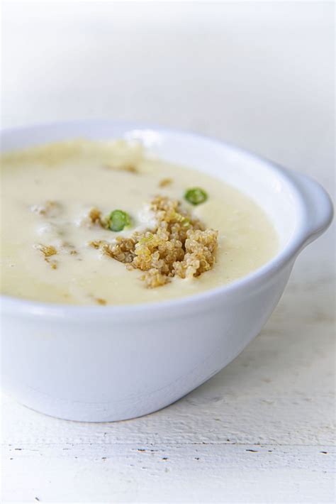 Green Garlic Cauliflower Soup with Brown Butter Garlic Quinoa