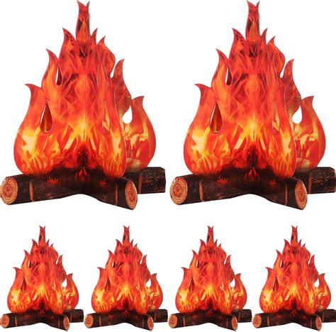 Amazon.com: Boao Fake Fire Fake Flame Camping Decoration 3D Cardboard ...