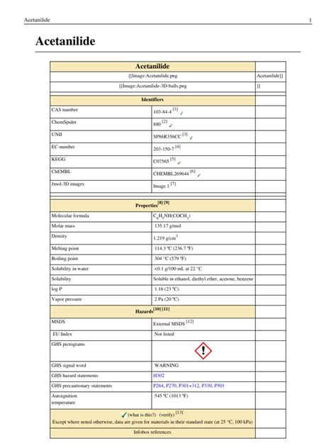 Acetanilide: Properties, Preparation and Uses of this Analgesic Precursor | PDF | Chemical ...