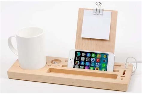 The Handmade Wooden Desk Organizer with Phone Stand and Cup Holder | Gadgetsin | Wooden desk ...