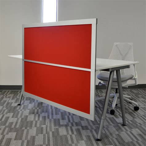 4' Desk Privacy & Modesty Screen with Solid Red Panels | Contemporary modern furniture ...