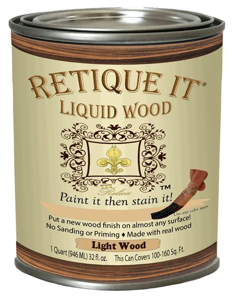 Retique It Liquid Wood - Light Wood Quart (32oz) - Paint It Then Stain It - Stainable Wood Fiber ...