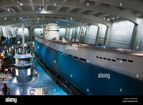 Captured German submarine U-505 in indoor display in museum in Stock ...