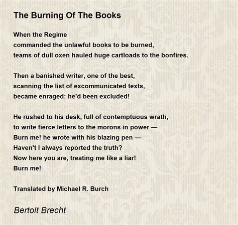 The Burning Of The Books Poem by Bertolt Brecht - Poem Hunter