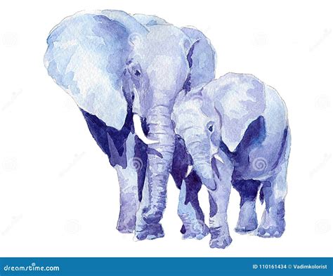 Mother and baby elephants stock illustration. Illustration of pink - 110161434