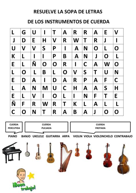 Sopa de letras instrumentos de cuerda worksheet – Artofit