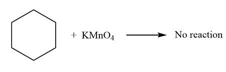 What is the chemical equation for: 1. Cyclohexane and Potassium Manganate VII 2. Cyclohexene and ...