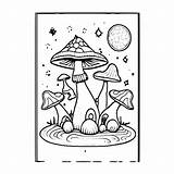 Trippy Psychedelic Mushroom Coloring Page · Creative Fabrica sketch template