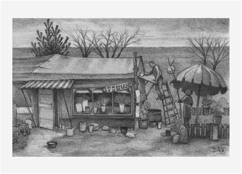 Roadside Stand - South Korea, Realistic Drawing/illustration by ...