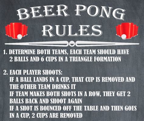 Drinking games for parties Beer pong rules poster Beer pong party Beer ...