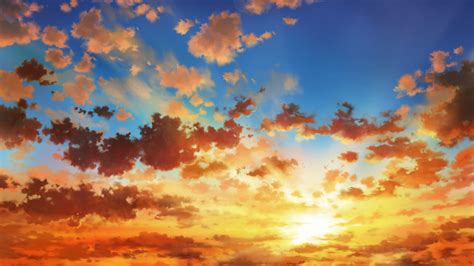 Download 3840x2160 Anime Landscape, Sunset, Clouds, Sky Wallpapers for UHD TV - WallpaperMaiden ...