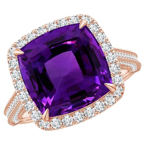 Customizable ANGARA GIA Certified Natural Amethyst Ring in Rose Gold ...