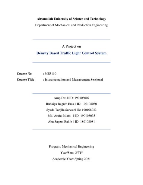 (PDF) A Project on Density Based Traffic Light Control System